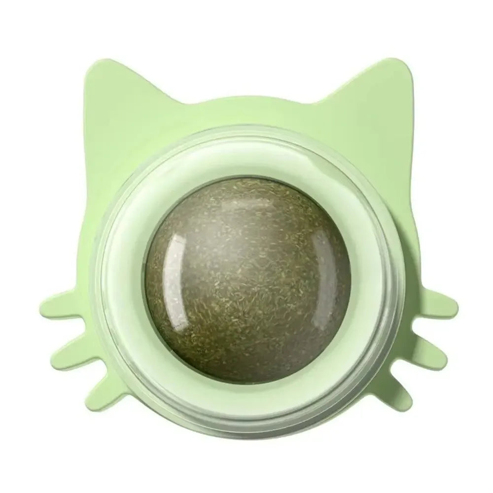 2024 Rotatable Catnip Ball Healthy Promote Digestion Cat Ball Natural Sugar Licking Cat Wall Stick-on Oasis Select Green