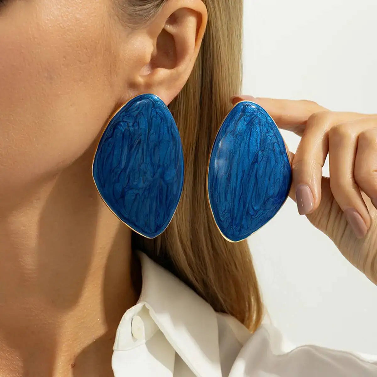 New Trendy Geometric Large Stud Earrings Women Vintage Drip Oil Irregular Triangle Earrings Party Jewelry Oasis Select Style 5