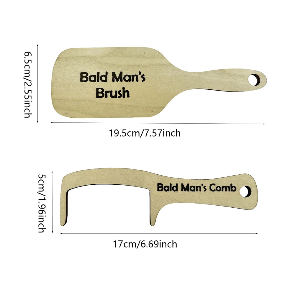 Bald Man Brush Funny Wooden Hairless Toothless Comb Buffer Bold Head Polish Shiner Hair Brush Novelty Fun Gift Adult Baldys Oasis Select