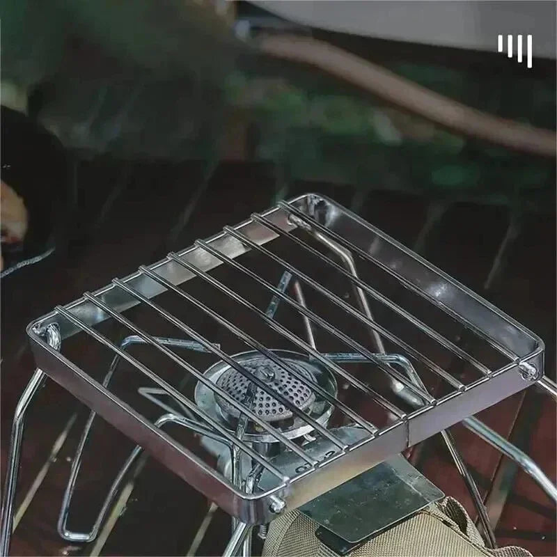 Outdoor Stainless Steel Stove Holder Camping Portable Folding Mini Barbecue Rack Set Pot Holder Baking Tray Holder Oasis Select
