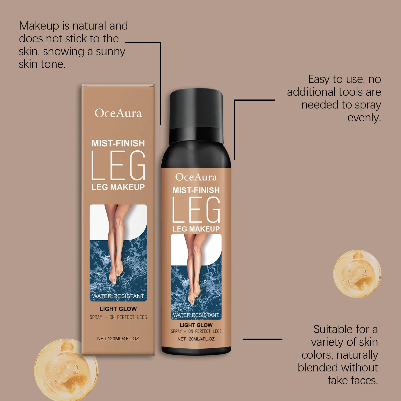 Bronze Leg Makeup Liquid Concealer Even Skin Tone Lasting Moisturizing Body Foundation Cover Tattoo Blemish Fake Tanning Spray Oasis Select