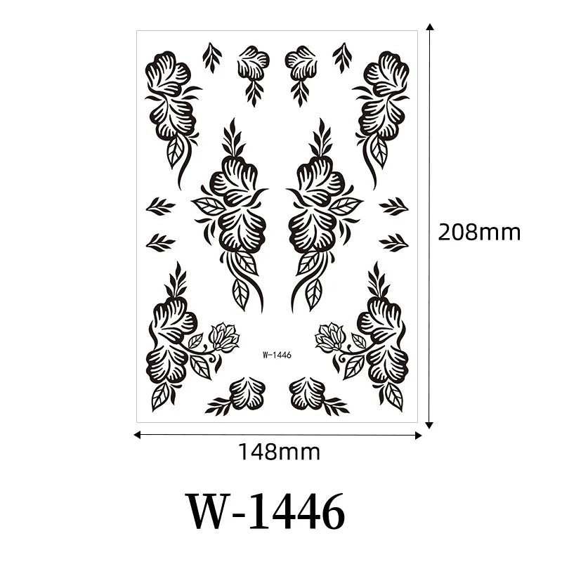 Black Henna Temporary Tattoo – Mandala Mehndi Body Stickers