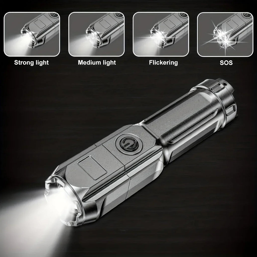 LED Tactical Flashlight USB Rechargeable Waterproof Zoomable