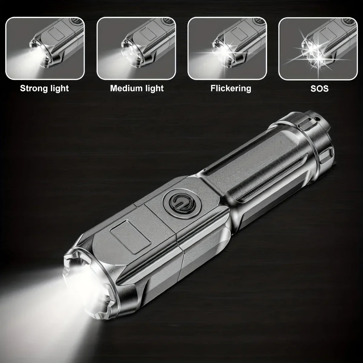 LED Tactical Flashlight USB Rechargeable Waterproof Zoomable