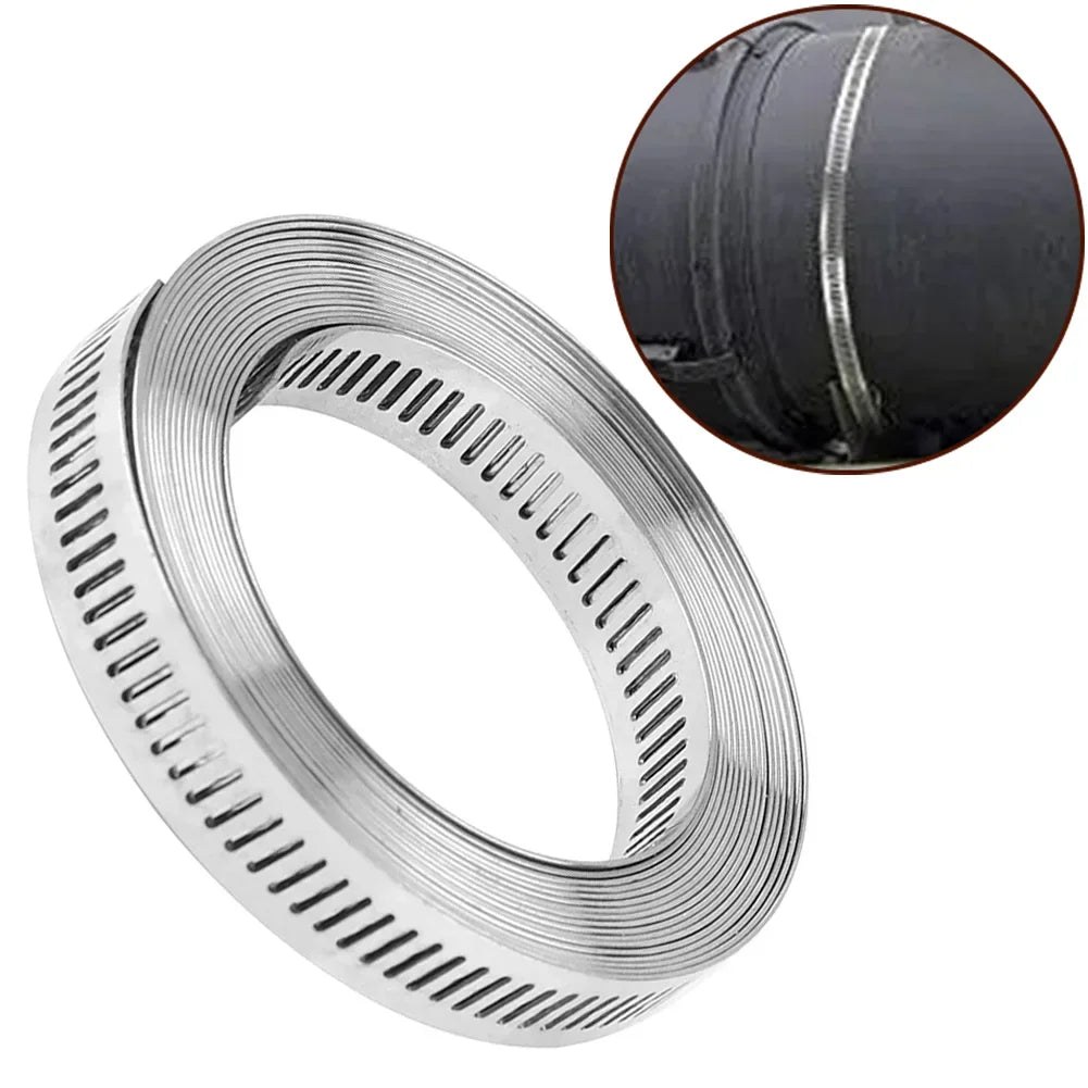 9.8ft Adjustable Large Hose Clamps Worm Gear Stainless Steel Clamp+6 Fasteners Automobiles Accessories Clamp And Fasteners Oasis Select
