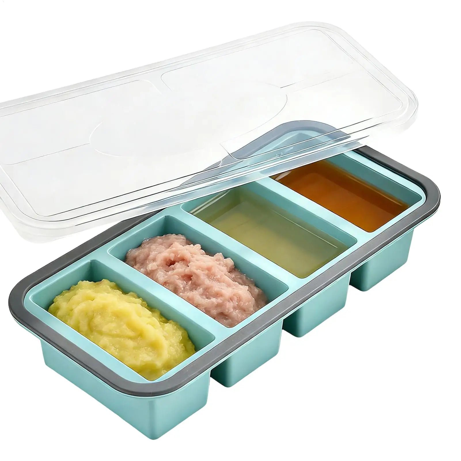 Silicone Freezer Tray Mold with Lid Storage Box Food Box Ice Cubes Tray Mold Storage Containers for Soup Broth Meal Prep Oasis Select