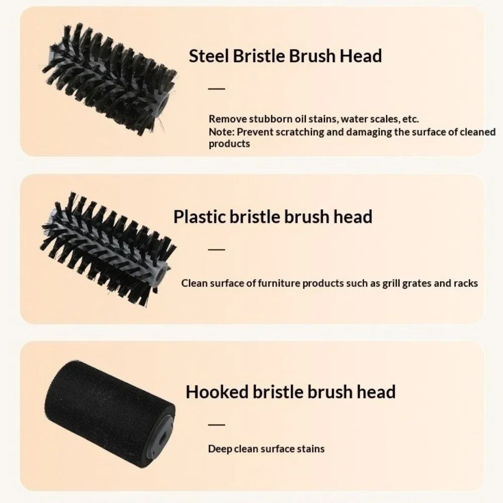 Electric BBQ Grill Cleaning Brush | LED, Rechargeable, 3 Heads