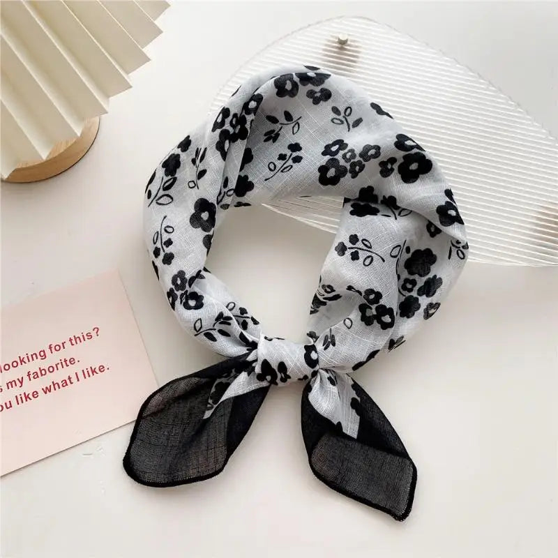 58cm Cotton Linen Handkerchief Print Square Neck Scarf Women Small Shawls Hair Scarfs Female Bag Scarves Head Scarf Oasis Select 05