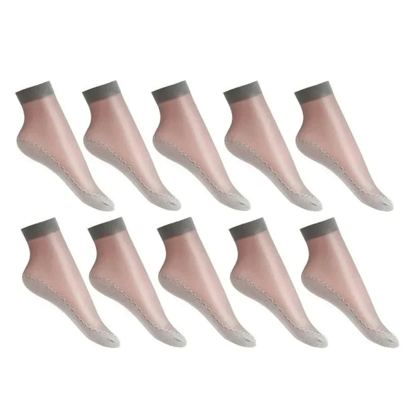 10/20pairs womens anti-slip cotton socks, sweat absorbing anti-slip cotton bottom stretch socks Oasis Select 10 Pairs Gray