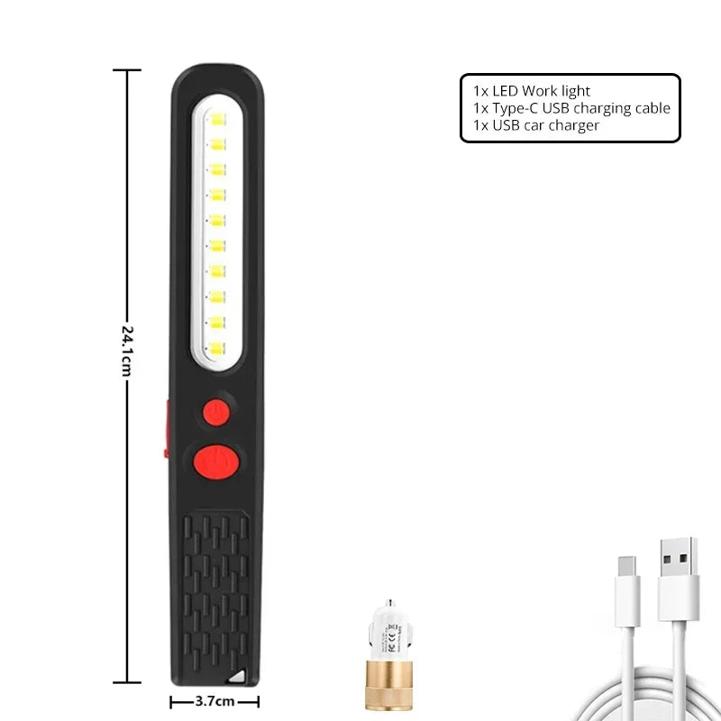 Portable COB LED Work Light USB Rechargeable Flashlight Stepless Dimming Waterproof Torch Magnetic Auto Repair Lights Oasis Select Package C