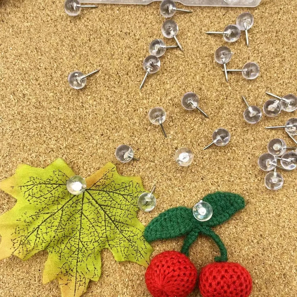 100pcs Push Pins, Map Thumb Tacks Steel Point and Transparent Plastic Round Head for Bulletin Board, Fabric Marking, Crafts Oasis Select