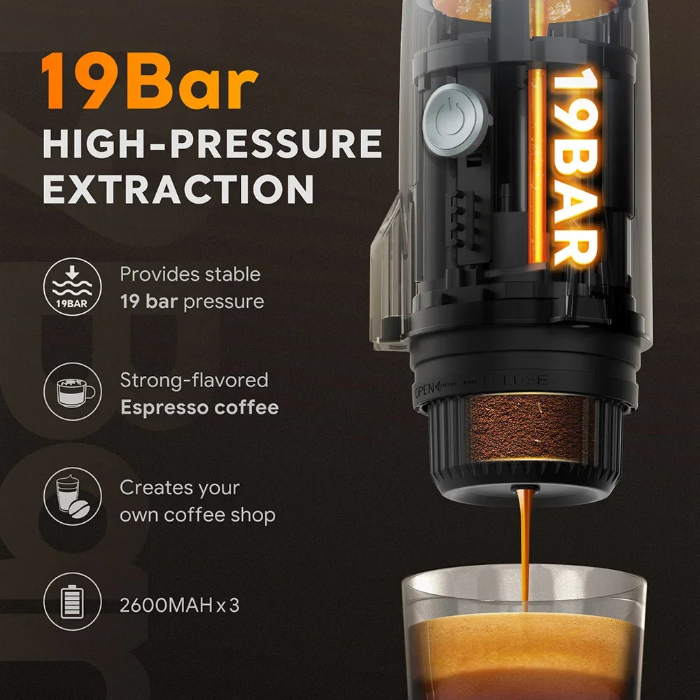 URGGU 3-in-1 Portable Espresso Machine | Travel Coffee Maker