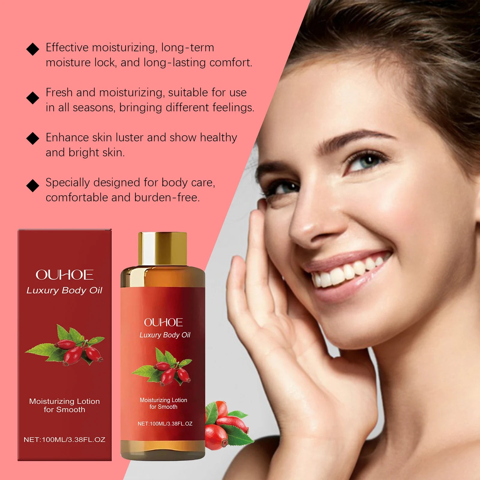 100ML Luxury Body Oil Deep Moisturizing Improve Sagging Enhance Skin Elasticity Fresh Fragrance Massage Firming Body Essence Oil Oasis Select