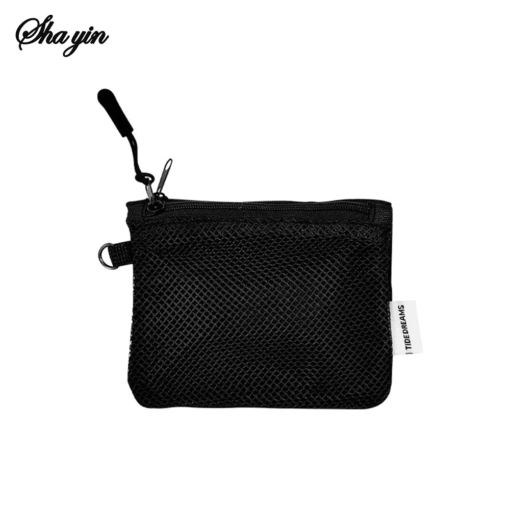 Grid Mesh Mini Double-Layer Pouch – Cables, Coins & Makeup