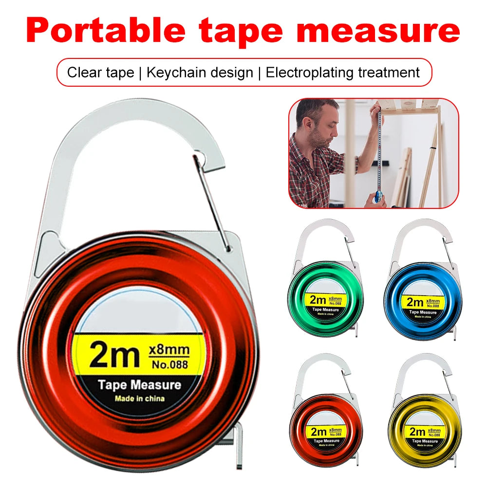 Retractable Keychain Tape Measur Portable Mini Centimeter Inch Retractable Ruler Roulette 2 Meter Measure Tape Gift Oasis Select