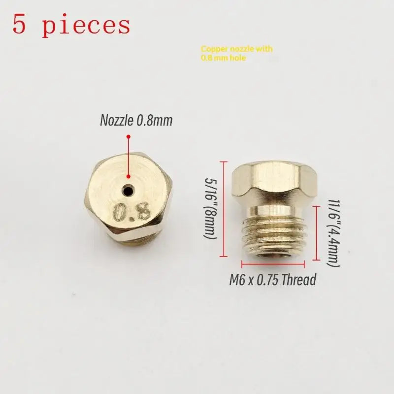 5PCS Burner Gas Hob LPG- Conversion Kits Jets 50 65 70 87 95 Brass Nozzle For Gas Stove Brass Nozzle Propane Injector Oasis Select A8