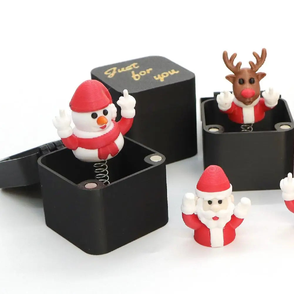 Christmas Middle Finger In A Box Prank Figure Home Party New Year Bouncing Character Statue Decoration Prop Special Special Gift Oasis Select