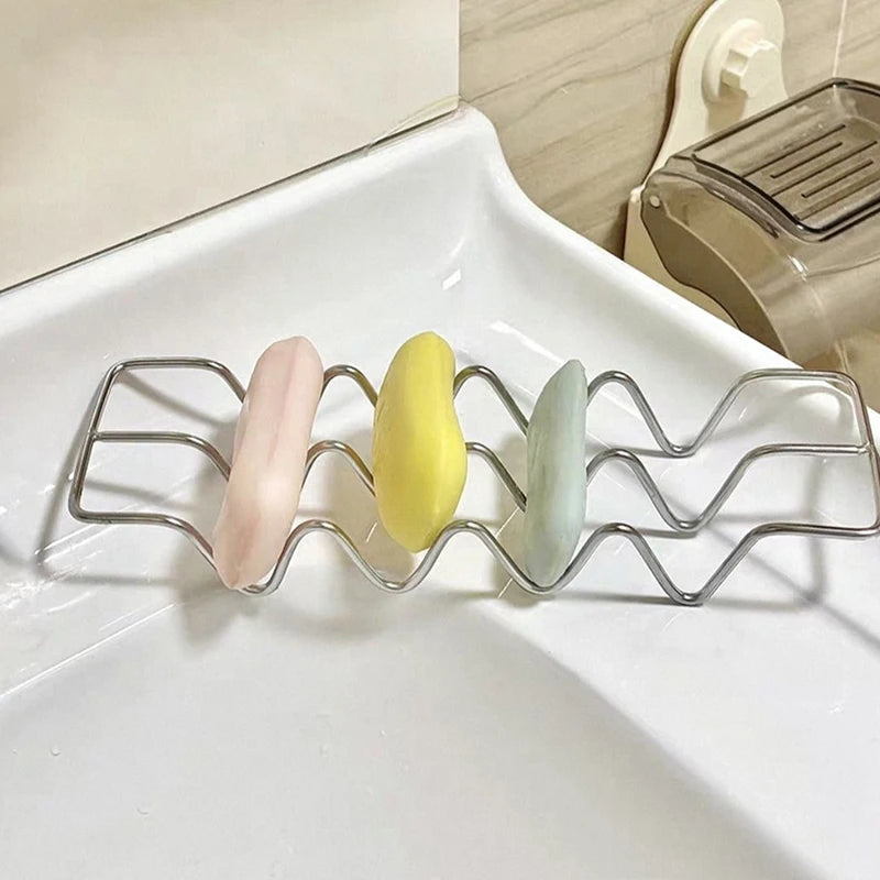 SUSU Stainless Steel Soap Rack Shelf Kitchen Dish Household Draining Countertop Basin Soap Holder Bathroom Accessories Oasis Select