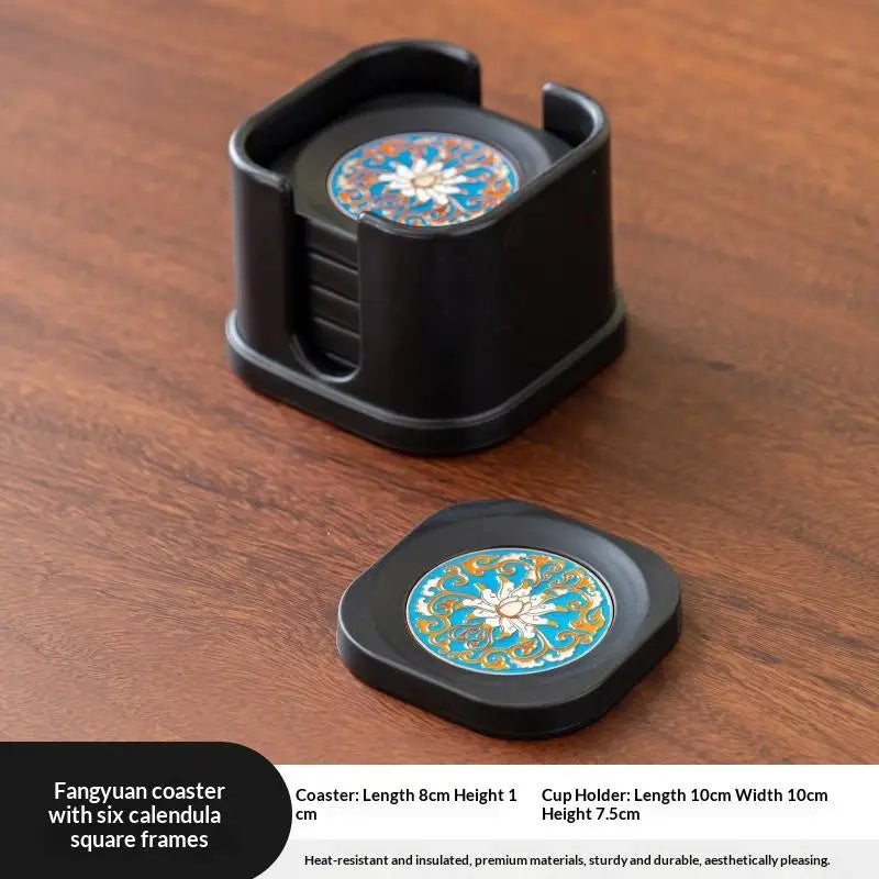 6Pcs Retro PVC Coasters Dining Table Protector Pad Heat Resistant Cup Mat Coffee Tea Hot Drink Mug Placemat Kitchen Accessories Oasis Select 6pcs A5