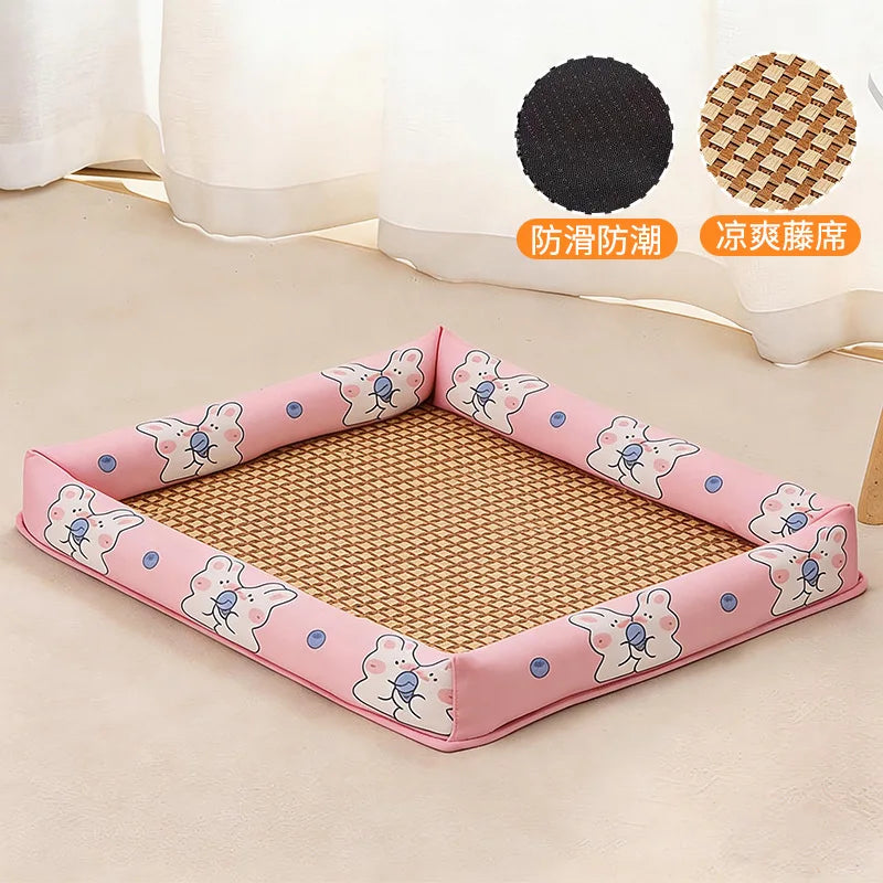 Summer cooling mat dog bed cat bed summer dog house pet supplies for Teddy and small dogs all‑season universal mattress Oasis Select B-Pink Bunny XXL-90x70cm