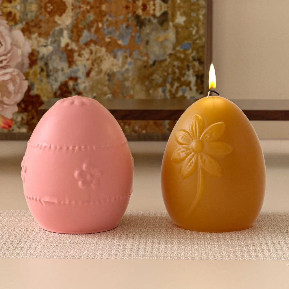 DIY Creative Flower Relief Easter Egg Silicone Mold Aroma Candle Plaster Resin Ornaments Mould Easter Home Decoration Oasis Select