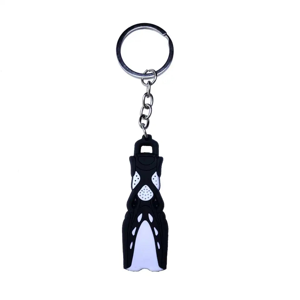 Mini Fins Keychain Scuba Flipper Key Chain Dive Key Ring Holder Keyring Pendant Ornaments OW AOW Keepsake Gift Zipper Handle Oasis Select Black