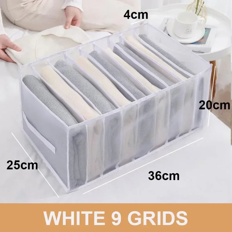 Folding Storage Pouch Laundry Organizer in The Closet Underwear Drawers Storage Bedroom Cabinet Socks Bra Storage PantsOrganizer Oasis Select white 9 girds handle