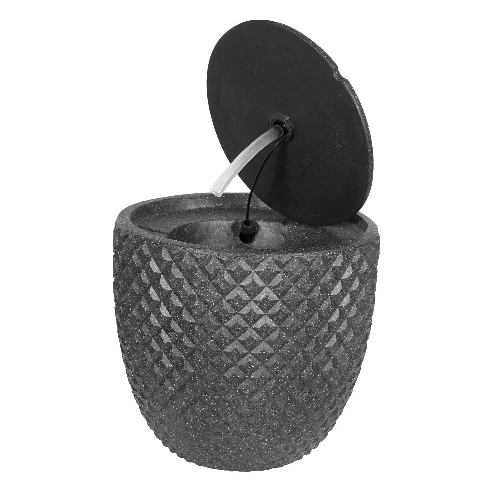 Freestanding Fountain with LED Light Waterfall Fountains Round Stone Patio Fountain Modern for Garden Patio Yard Deck Oasis Select