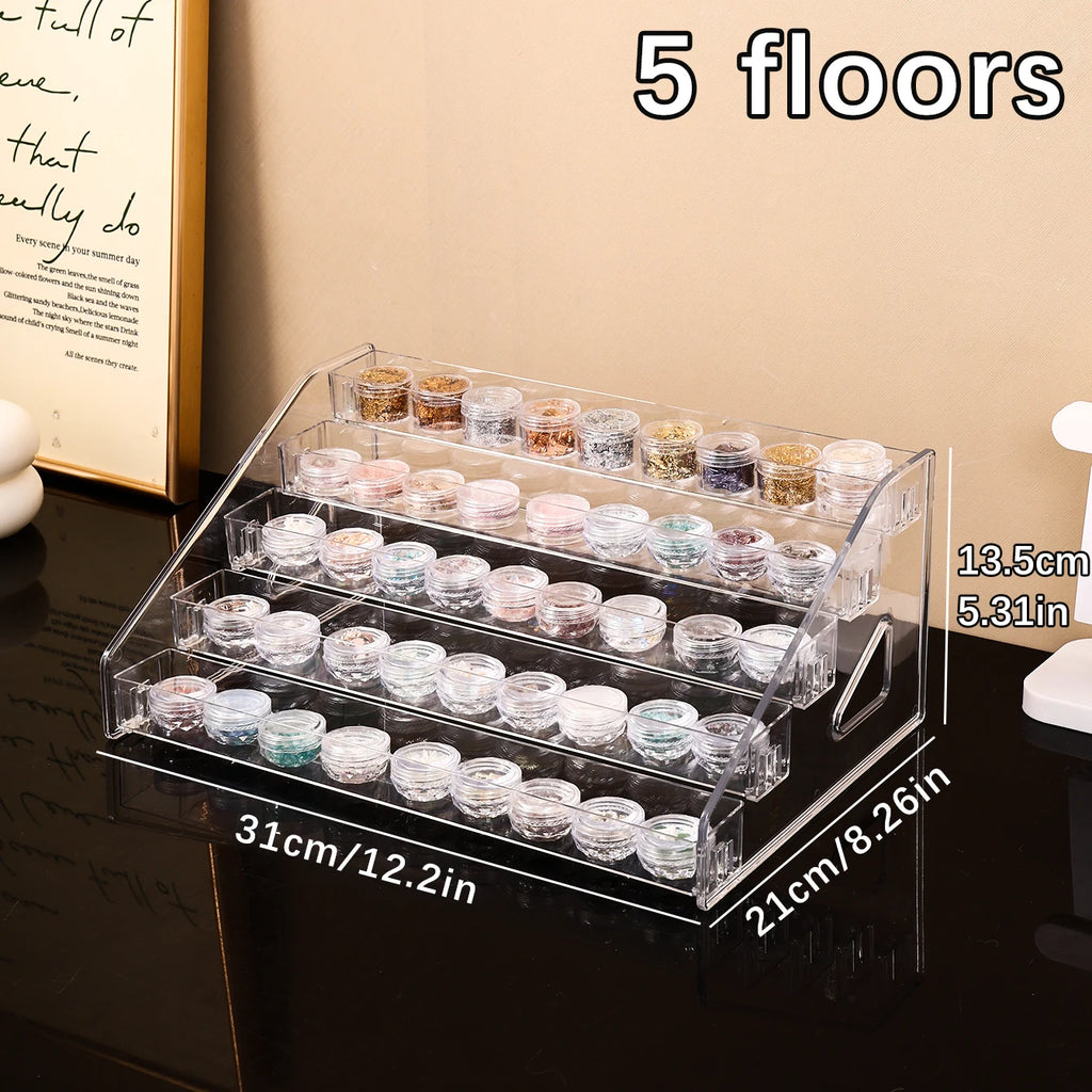 1pc transparent vertical buckle nail polish display stand stepped acrylic perfume lipstick nail polish gel nail polish finisher Oasis Select 5layers-transparent