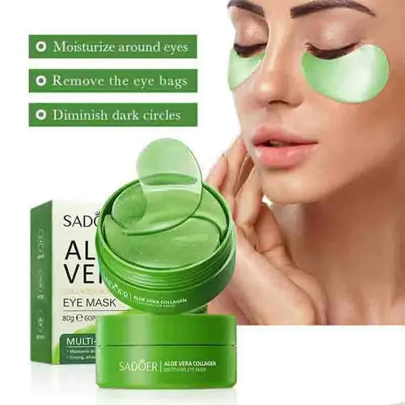60pcs Aloe Vera Collagen Eye Mask Anti Dark Circles Eyes Bags Moisturizing Anti-Wrinkles Eye Patches Eyes Skin Care Products Oasis Select