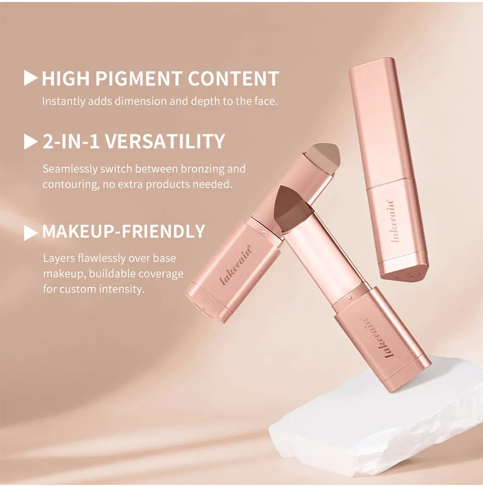 7.2gTriangle Cream Bronzer Stick, Multi-function Contour Highlighter Stick, 3D Face Shading Brightening Makeup Oasis Select