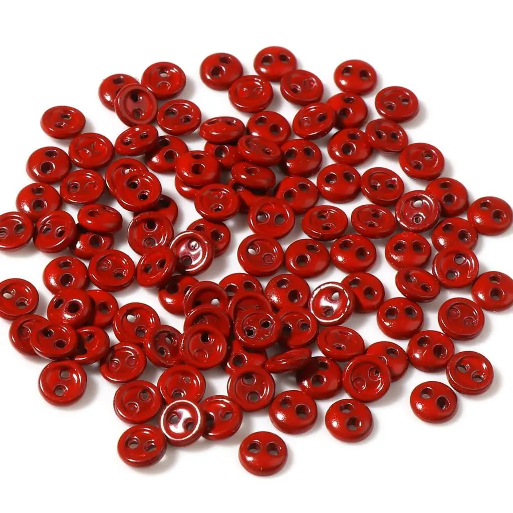 50pcs Mini Round Sewing Buttons 3/4/5mm – 2-Hole DIY Craft Sewing Buttons Oasis Select red-4mm
