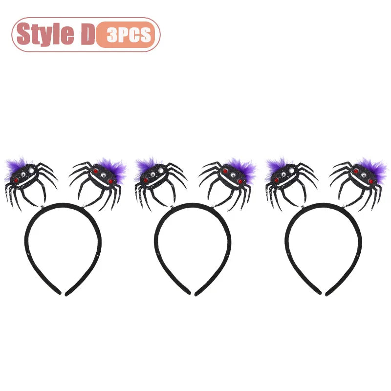 1-10PCS Witch Hat Spider Headband Halloween Party Favor Costume Masquerade Funny Hair Accessory for Women Adult Cosplay Oasis Select Style D-3PCS