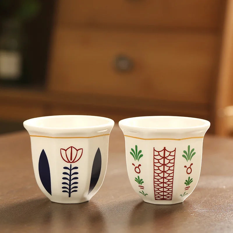 180ml/250ml Coffee Cup Hand Held Espresso Cup Vintage Middle Eastern Ceramics Candle Porcelain for Household New Pottery Tea Cup Oasis Select