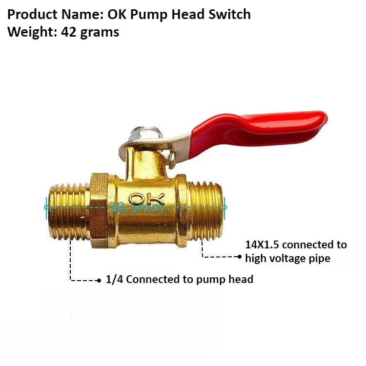 Copper 1/4 "agricultural Ball Valve DN8 Electric Spray Plunger Pump Pesticide Applicator Pump Head High-pressure Handle Switch Oasis Select OK Pump head switch