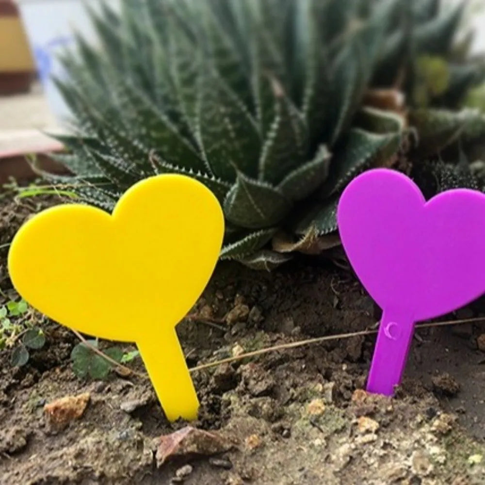 100PCS Waterproof Plant Labels Tags Reusable Heart Shaped Plant Growth Label Durable Nursery Markers DIY Garden Decoration Oasis Select