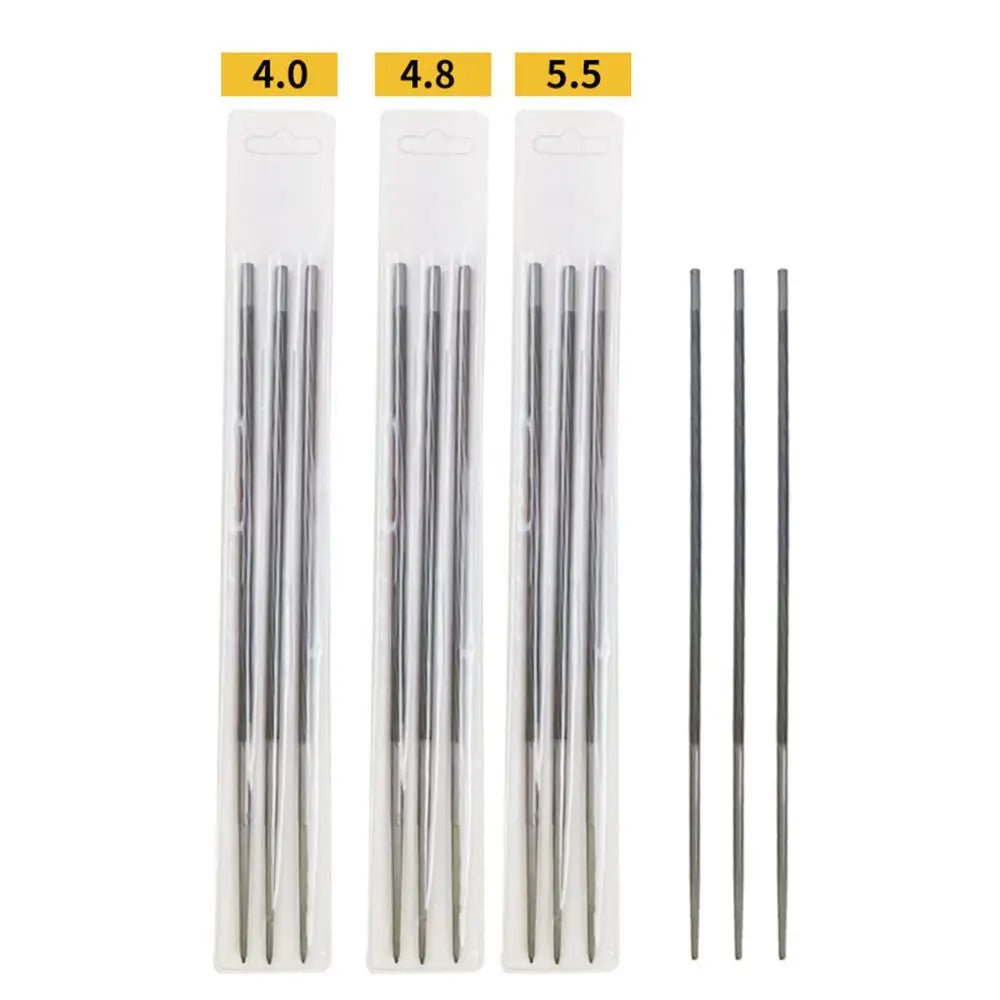 3Pcs Durable 4.0/4.8/5.5mm Chain Saw Chain Files Round Hand Tools Grinding File High Hardness Logging File Grinding Tool Oasis Select