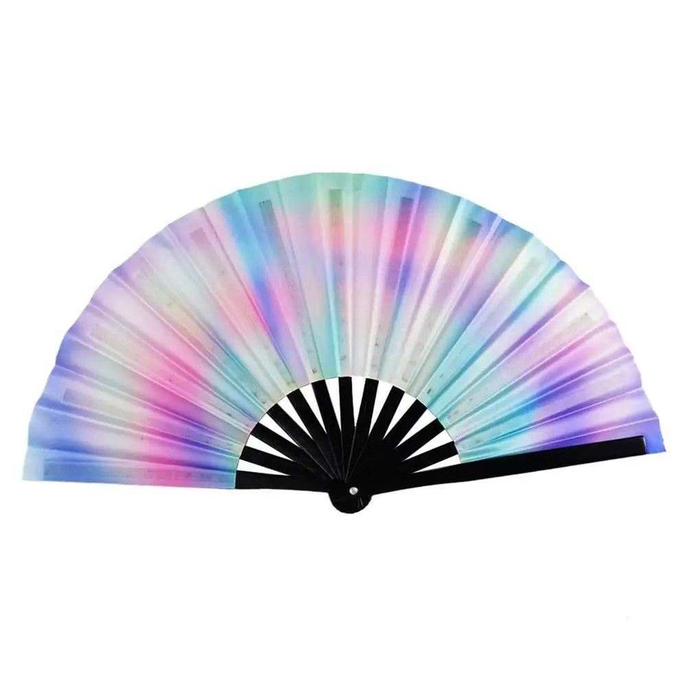 Foldable Bamboo Fan Lightweight Holding Laser Colors Hand Portable