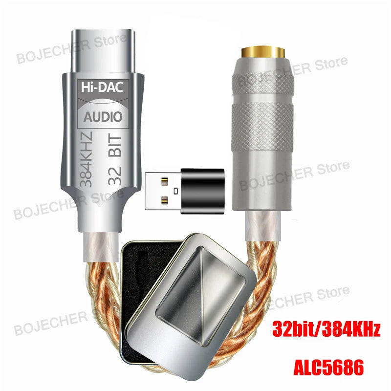 USB Type C to 3.5mm Earphone Adapter ALC5686 CX31993 HiFi DAC USB C To 3.5mm Jack Headphone Audio AUX Cable For Xiaomi Huawei Oasis Select