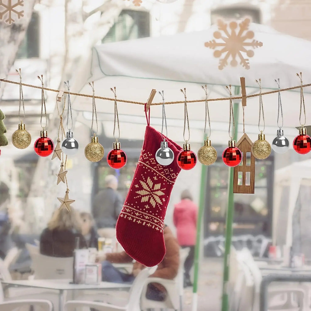 24Pcs Christmas Balls Ornament Plastic Christmas Tree Gold Red Pink Ball Pendant Hanging Decor Christmas Decoration Navidad Oasis Select