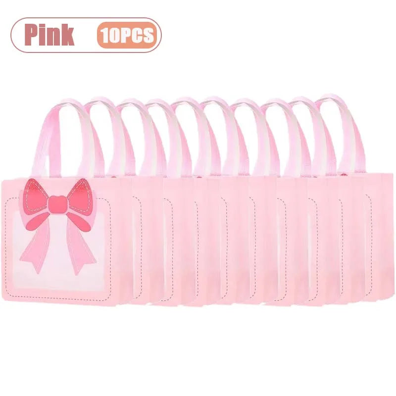 1-20PCS Valentine‘s Day Gift Bags Premium Non-Woven Tote for Birthday Party Favors Handmade Treat Bags Elegant Favor Bags Oasis Select Pink-10PCS