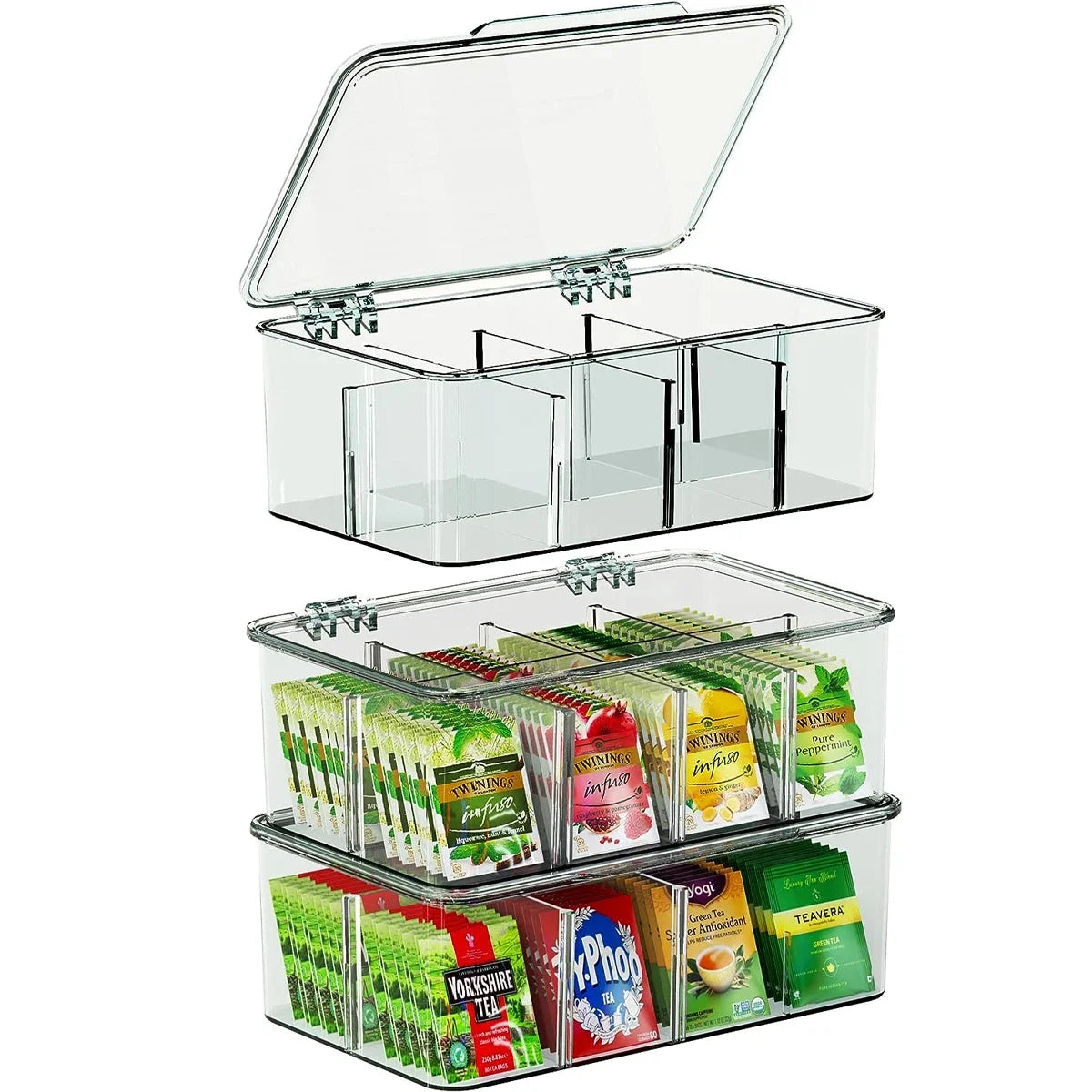 Tea Bag Storage Box Office Multi-function Storage Box Acrylic Seal with Lid Dustproof Storage Tank Coffee Sugar Compartment Box Oasis Select
