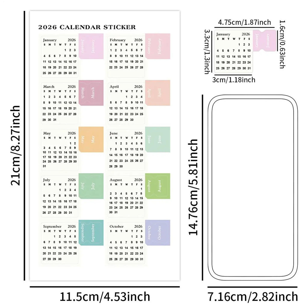 2Pcs 2026 Calendar Stickers Monthly Planner Stickers Labels For Diy Scrapbook Journals Notebooks Scheduling School Office Oasis Select