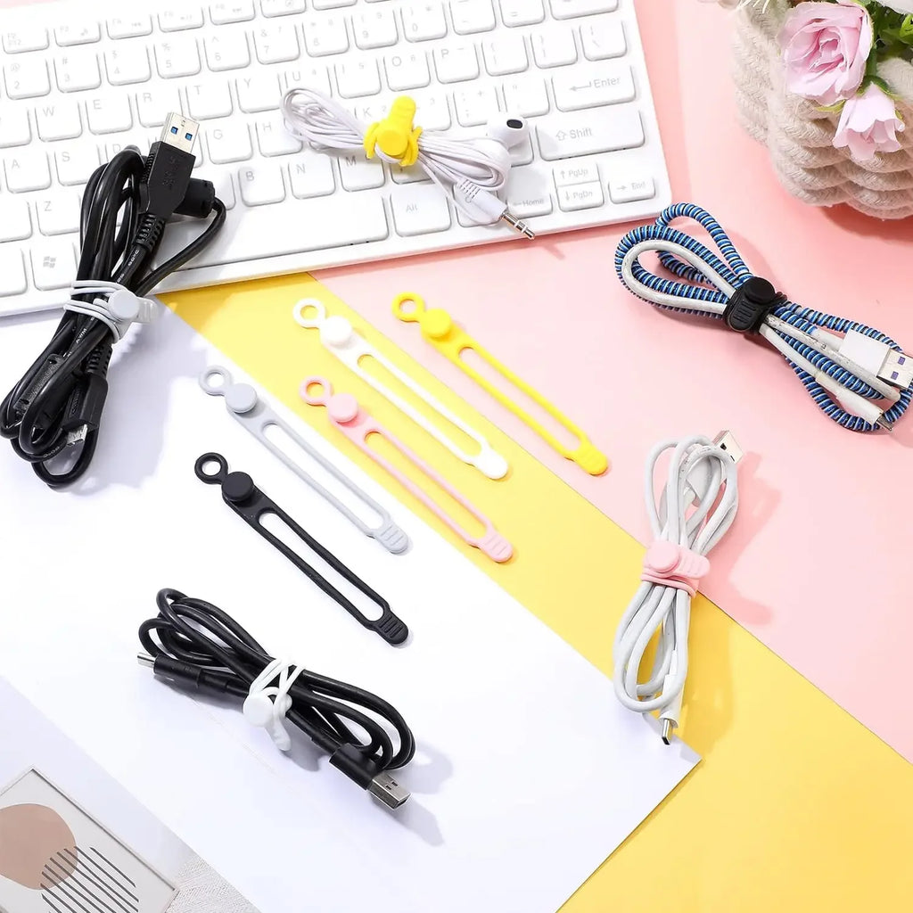 Reusable Silicone Cable Ties – Cord Organizer Straps 6–120 PCS