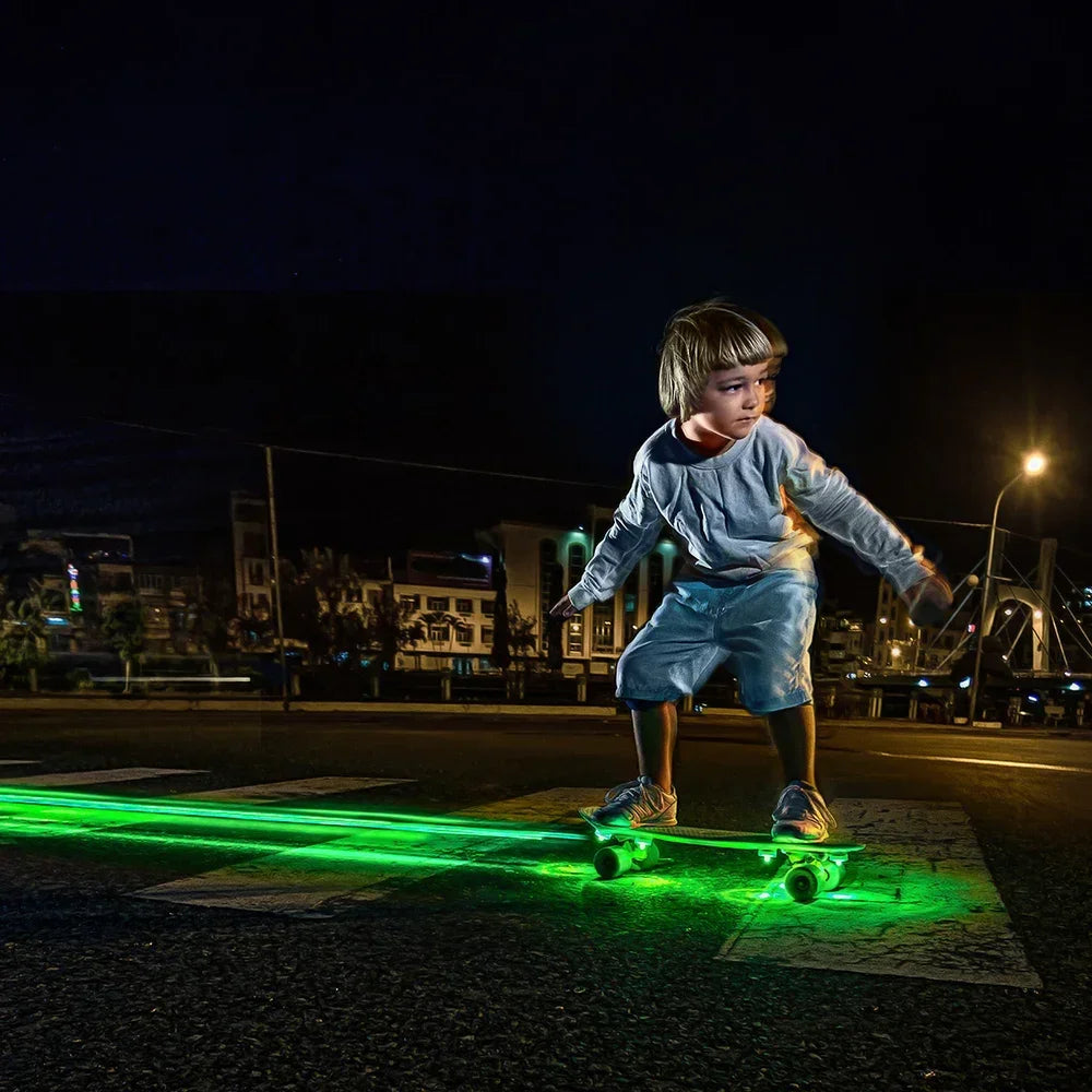 20PCS Skateboard Lights Longboard Fluorescent LED Flash Night Glowing USB Rechargable Scooter Board Underglow Lamp Decors Oasis Select