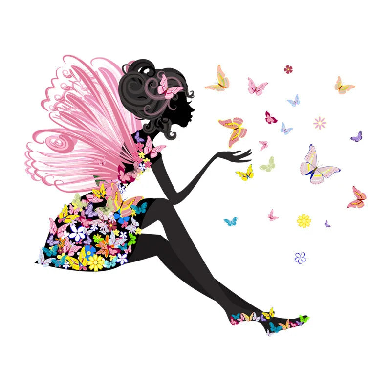 Butterfly Fairy Switch Stickers Cute Fairy Girl Wall Stickers Living Room Decorative Stickers Children's Room Decoration Oasis Select