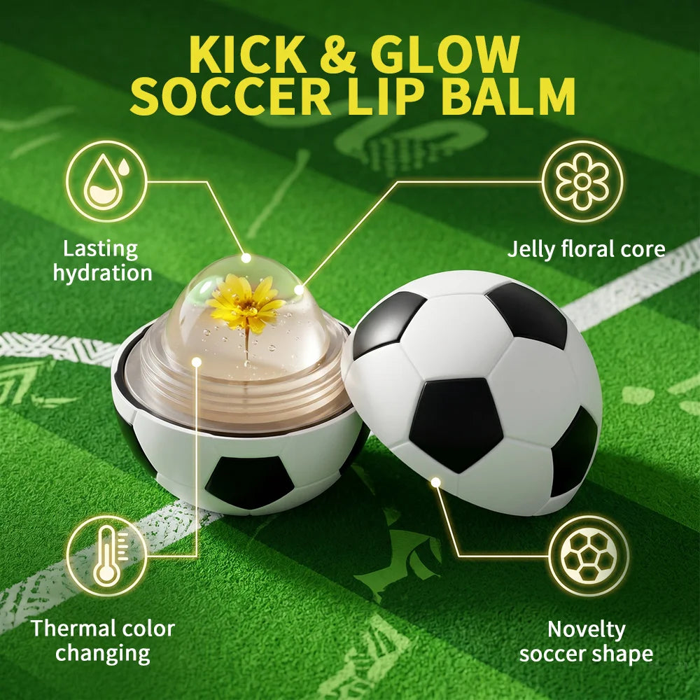 Kick & Glow Soccer Lip Balm Lasting Hydrating Reduce Lip Lines Color Changing Moisturizing Glossy & Plump Lip Care Oasis Select