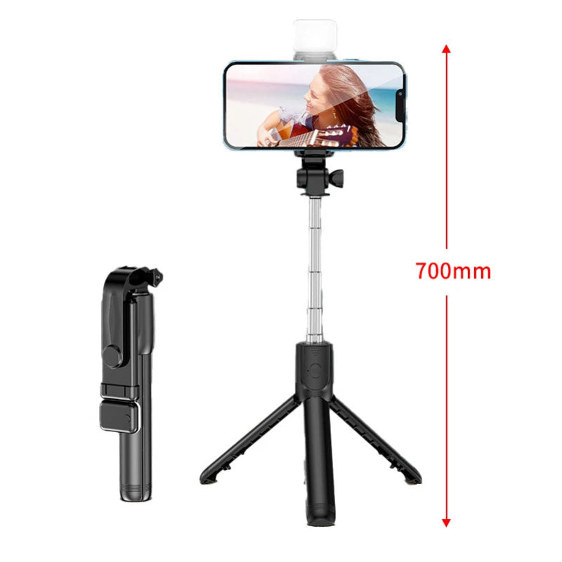 Bluetooth Selfie Stick Tripod with Fill Light & Remote Selfie Stick Tripod Oasis Select black