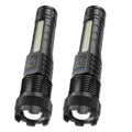 2pcs Powerful LED Flashlight 99000LM Telescopic Zoom Tactical Torch Cob Side Light Outdoor Waterproof Night Fishing Light Oasis Select 2pcs