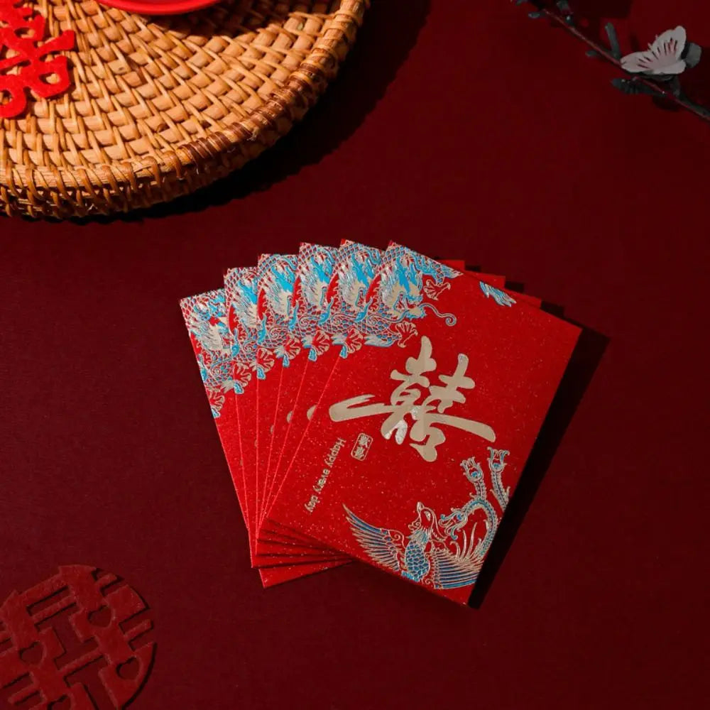 20pcs New Trendy Multiple Patterns Money Pocket Lucky Money Good Luck Blessing Bag Best Wishes Red Envelope Chinese Wedding Oasis Select 07